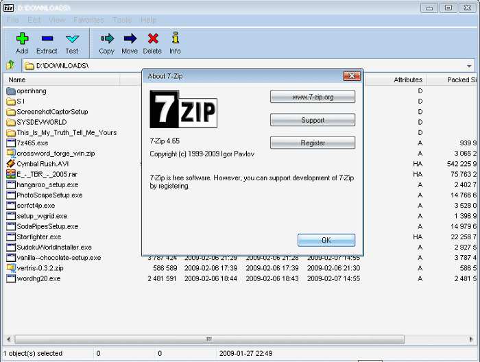 is 7 zip download copyright